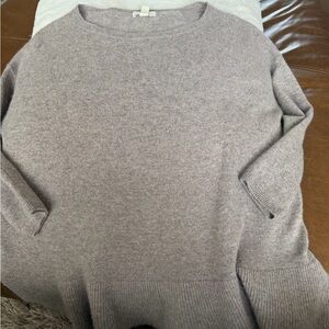 Garnet Hill Soft Gray Cowl Neck Sweater cashmere